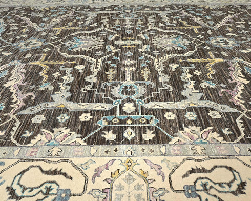 9x12 Zeigler Brown Afghan Hand Knotted Wool Area Rug